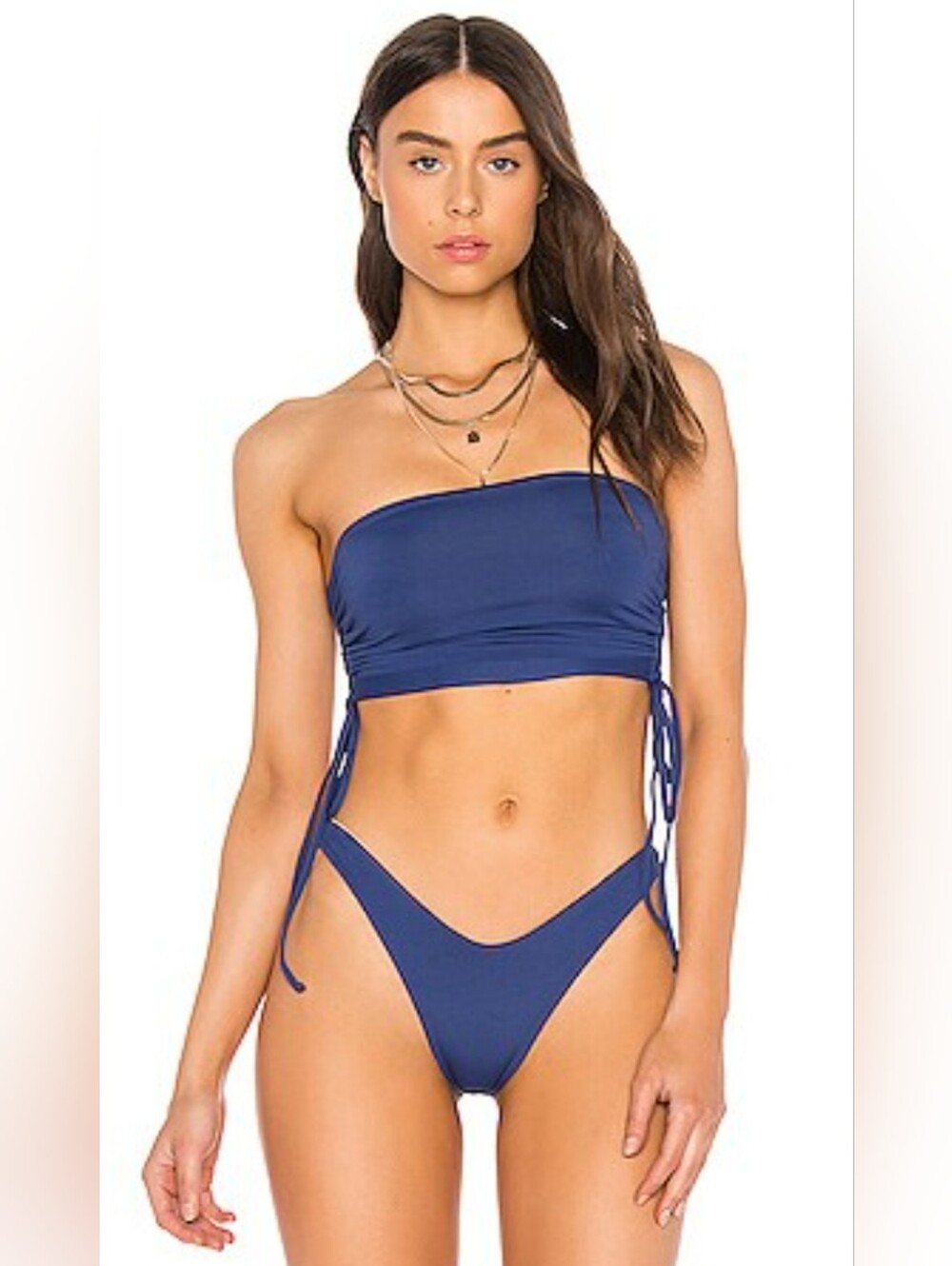 NWT! L*Space Summer Party Women's Kim Indigo Blue Swim Beach Bikini Top Small